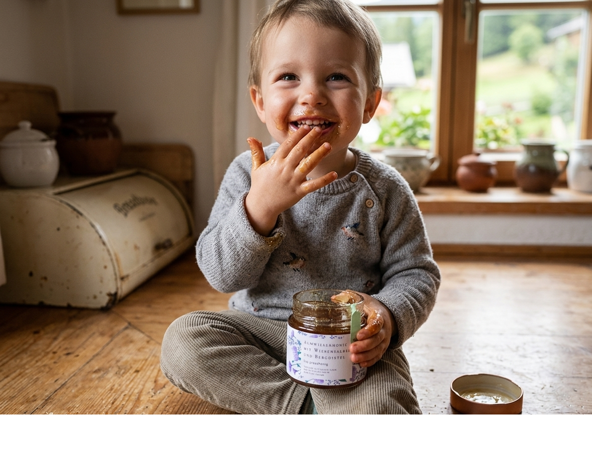 Bio-Presshonig Wiesensalbei & Bergdistel – mild-aromatischer Almwiesenhonig, ideal als erster Honig für Kinder ab 1 Jahr