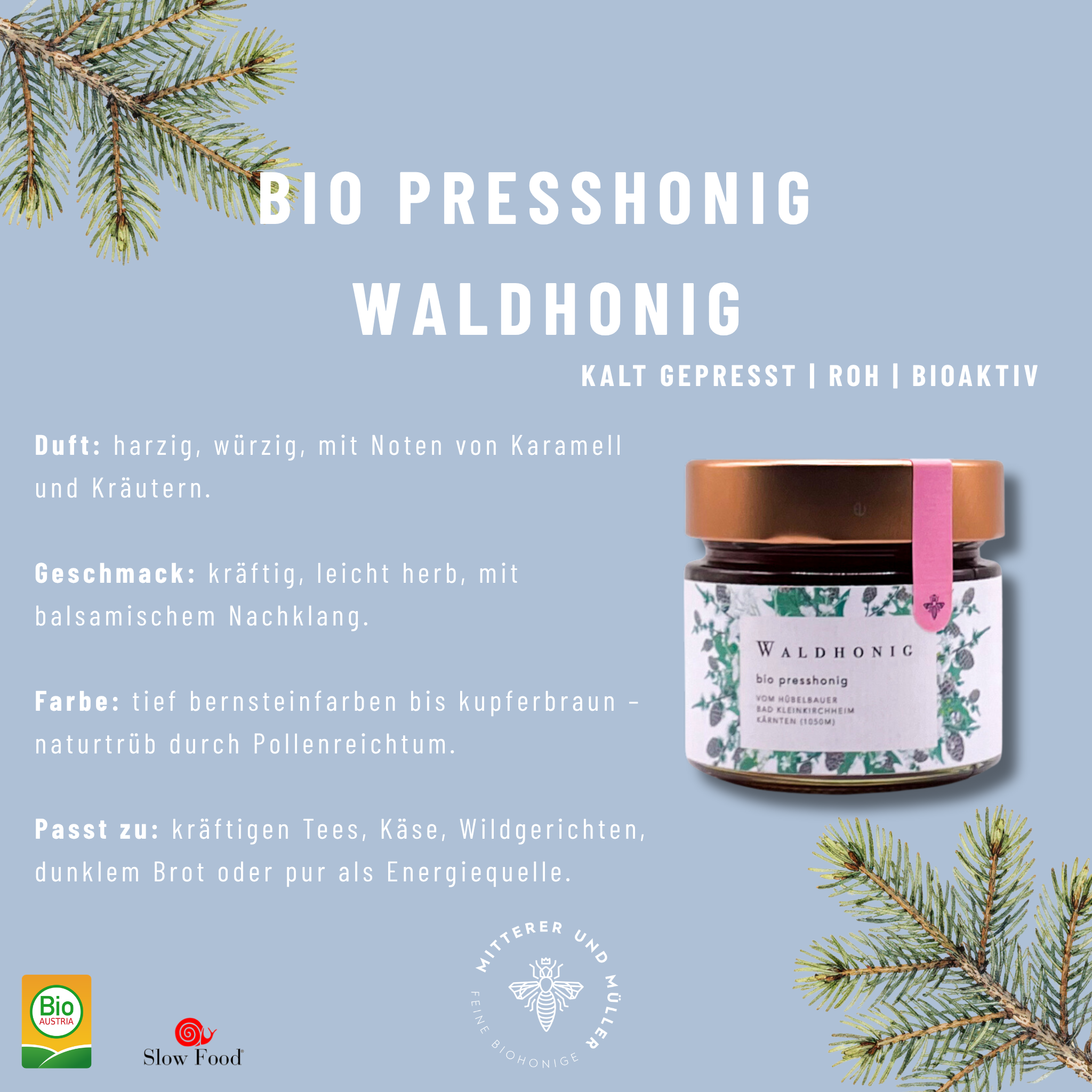 Bio-Presshonig Waldhonig – Rohhonig kaltgepresst