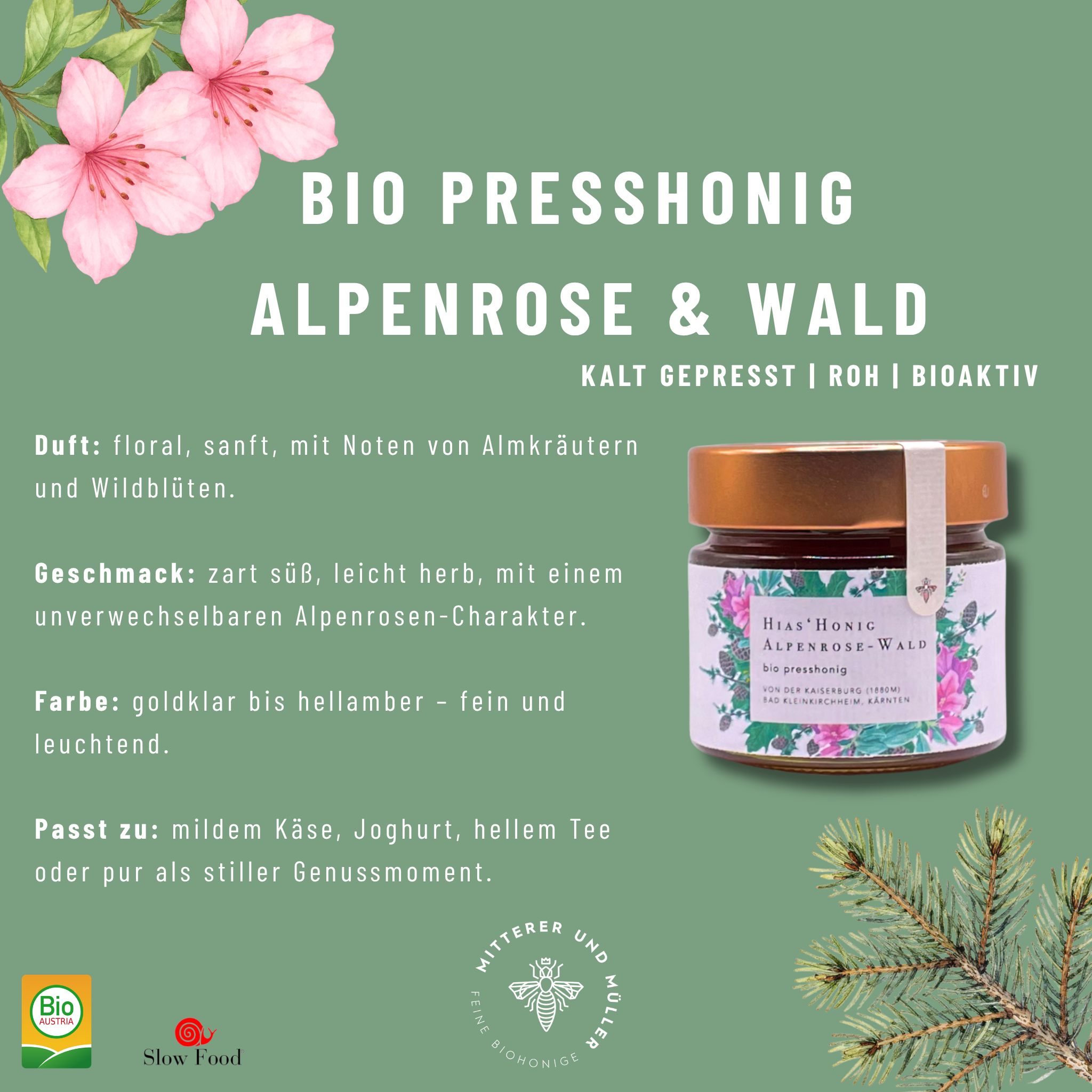 Bio-Presshonig Alpenrose & Wald – Rohhonig kaltgepresst